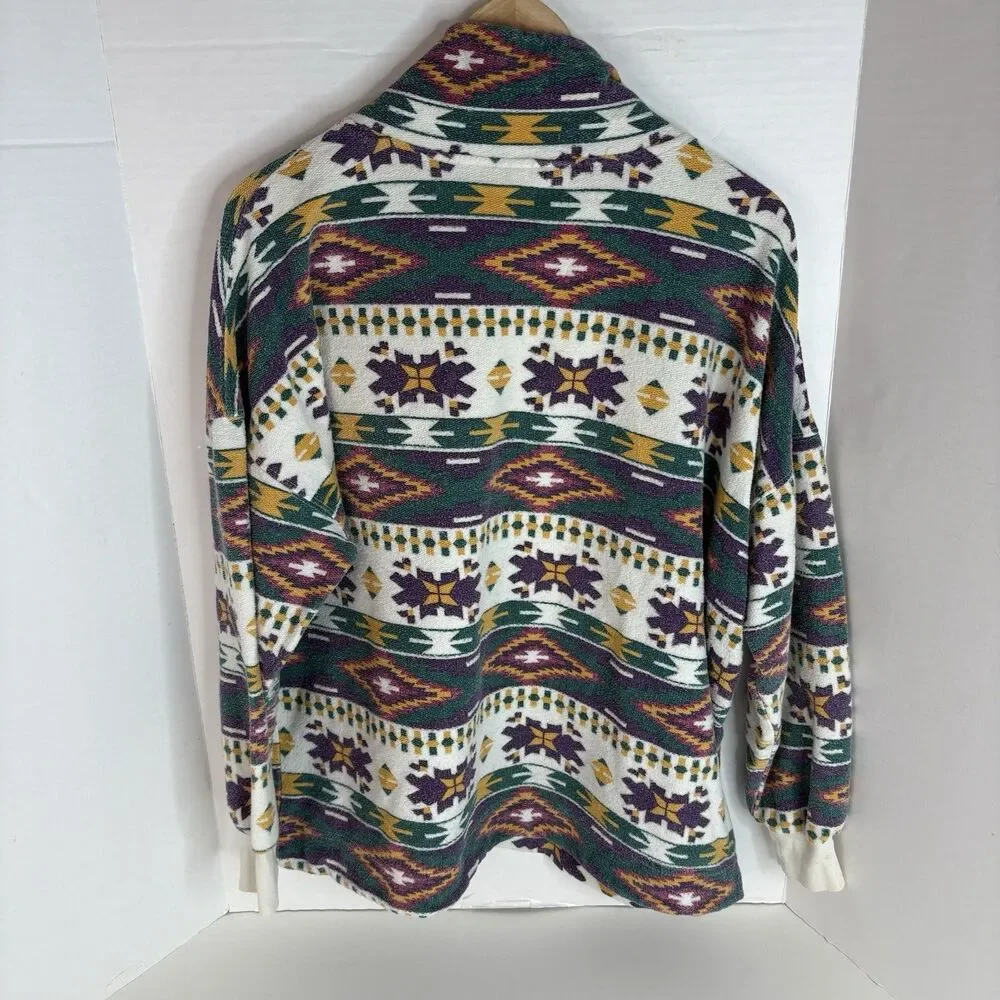 Vintage Jeans Wear Aztec Style Sweatshirt, Multicolored, Large, Quarter Zip - Picture 2 of 7